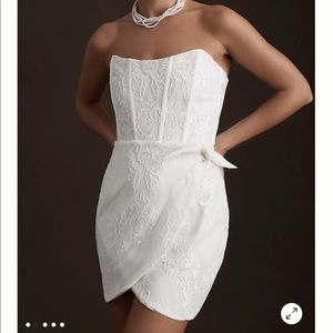 V Chapman Nigella Corset Side Wrap Lace Mini Dress